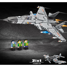 Load image into Gallery viewer, 1293PCS Military WW2 2in1 J-15 Flying Shark Flanker-D F4U Corsair Air Fighter Aircraft Figure Model Toy Building Block Brick Gift Kids Compatible Lego