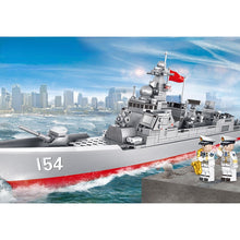 Load image into Gallery viewer, 633PCS Military WW2 Type 052D Destroyer Luyang Class Figure Model Toy Building Block Brick Gift Kids