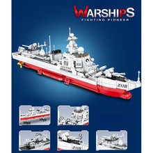 Load image into Gallery viewer, 1085PCS Military WW2 Type 052 Destroyer Luhu Class Ship Model Toy Building Block Brick Gift Kids