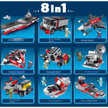 Load image into Gallery viewer, 1002PCS Military WW2 8in1 003 Aircraft Carrier Ship Figure Model Toy Building Block Brick Gift Kids Compatible Lego