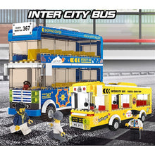 Load image into Gallery viewer, MOC City Town Tour Double Decker School Sightseeing Bus Model Toy Building Block Brick Gift Kids