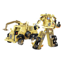Load image into Gallery viewer, MOC Military WW2 Warrior Demining Transporter Armored Car Truck Transformer Mecha Model Toy Building Block Brick Gift Kids