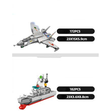 Load image into Gallery viewer, 706PCS Military WW2 4in1 HQ-6 Missle Y-20 J-11 Battle Ship Air Fighter Model Toy Building Block Brick Gift Kids Compatible Lego