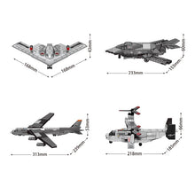 Load image into Gallery viewer, 816PCS Military WW2 4in1 Boeing Bell V-22 Osprey B-2 B-52 Bomber Aircraft Figure Model Toy Building Block Brick Gift Kids Compatible Lego