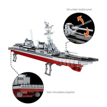 Load image into Gallery viewer, 2002PCS Military WW2 2in1 Shandong Aircraft Carrier 001A Arleigh Burke Class Destroyer Figure Model Toy Building Block Brick Gift Kids
