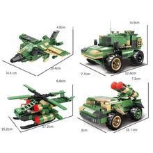 Load image into Gallery viewer, 683PCS Military WW2 4in1 HQ-16 Medium Range Air Defense Missile Truck Fighter Helicopter Figure Model Toy Building Block Brick Gift Kids Compatible Lego