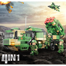 Load image into Gallery viewer, 683PCS Military WW2 4in1 HQ-16 Medium Range Air Defense Missile Truck Fighter Helicopter Figure Model Toy Building Block Brick Gift Kids Compatible Lego