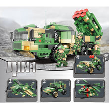 Load image into Gallery viewer, 683PCS Military WW2 4in1 HQ-16 Medium Range Air Defense Missile Truck Fighter Helicopter Figure Model Toy Building Block Brick Gift Kids Compatible Lego