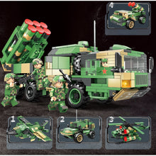 Load image into Gallery viewer, 683PCS Military WW2 4in1 HQ-16 Medium Range Air Defense Missile Truck Fighter Helicopter Figure Model Toy Building Block Brick Gift Kids Compatible Lego