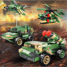 Load image into Gallery viewer, 683PCS Military WW2 4in1 HQ-16 Medium Range Air Defense Missile Truck Fighter Helicopter Figure Model Toy Building Block Brick Gift Kids Compatible Lego