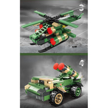 Load image into Gallery viewer, 683PCS Military WW2 4in1 HQ-16 Medium Range Air Defense Missile Truck Fighter Helicopter Figure Model Toy Building Block Brick Gift Kids Compatible Lego
