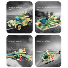 Load image into Gallery viewer, 859PCS Military WW2 8in2 DF-41 Missile Truck Fighter Helicopter Submarine Figure Model Toy Building Block Brick Gift Kids Compatible Lego