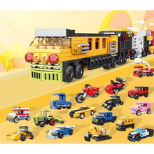 Load image into Gallery viewer, 710PCS MOC 16in1 City Urban Train Transportation Car Bus Digger Motorcycle Model Toy Building Block Brick Gift Kids Compatible Lego