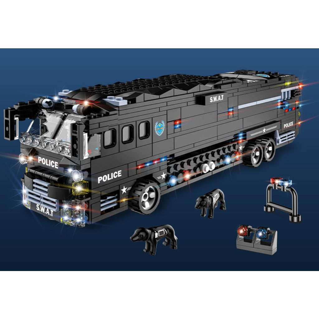 1014PCS MOC SWAT Police Armoured Vehicle Model Toy Building Block Brick Gift Kids DIY