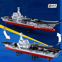 Load image into Gallery viewer, 1728PCS Military WW2 2in1 PLA NAVY Shandong Aircraft Carrier Model Toy Building Block Brick Gift Kids Compatible Lego 1:450