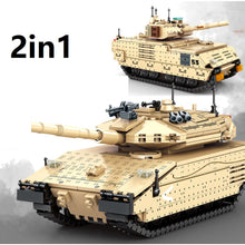 Load image into Gallery viewer, 659PCS Military WW2 2in1 Merkava Main Battle Tank M2 Bradley Fighting Vehicle Model Toy Building Block Brick Gift Kids DIY Compatible Lego