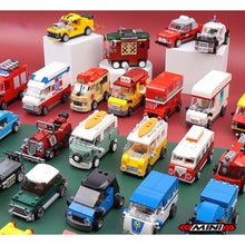 Load image into Gallery viewer, MOC Technic Speed Pull Back Mini Racing Sports Car Ambulance Fire Food Truck Bus Taxi Double Decker Van Camper Model Toy Building Block Brick Gift Kids DIY Compatible Lego Cute