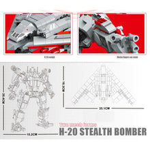 Load image into Gallery viewer, 440PCS Military 2in1 WW2 H20 Stealth Bomber Mecha Robot Figure Model Toy Building Block Brick Gift Kids DIY Compatible Lego