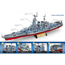 Load image into Gallery viewer, 827PCS Military WW2 North Carolina Class Battleship Figure Model Toy Building Block Brick Gift Kids DIY Compatible Lego