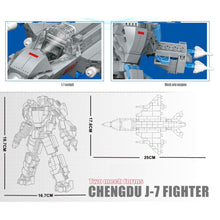 Load image into Gallery viewer, 444PCS Military 2in1 WW2 J7 Chengdu Fishbed Air Fighter Aircraft Mecha Robot Figure Model Toy Building Block Brick Gift Kids DIY Compatible Lego