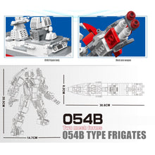 Load image into Gallery viewer, 416PCS Military 2in1 WW2 Type 054B Frigate Ship Mecha Robot Figure Model Toy Building Block Brick Gift Kids DIY Compatible Lego