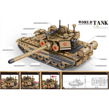 Load image into Gallery viewer, 625PCS Military WW2 Pull Back T90 Main Battle Tank Figure Model Toy Building Block Brick Gift Kids DIY Compatible Lego