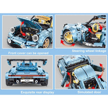 Load image into Gallery viewer, 2368PCS MOC Technic Speed Static Blue 911 RWB Super Racing Sports Car Model Toy Building Block Brick Gift Kids DIY Compatible Lego 1:10