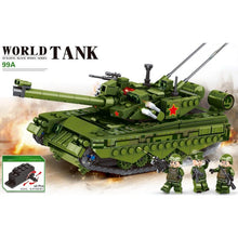 Load image into Gallery viewer, 631PCS Military WW2 Pull Back 99A Main Battle Tank Figure Model Toy Building Block Brick Gift Kids DIY Compatible Lego