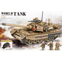 Load image into Gallery viewer, 625PCS Military WW2 Pull Back T90 Main Battle Tank Figure Model Toy Building Block Brick Gift Kids DIY Compatible Lego