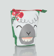 Load image into Gallery viewer, Thirty One Hide & Peek Pouch Cosmetic Pen Bag 31 Gift Cute in Holiday Llama