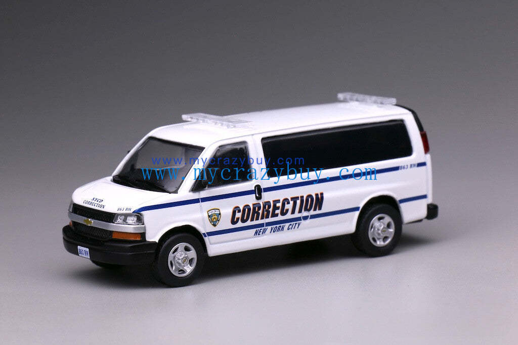 596 1:64 White Express 3500 NYCD Police Van Model Diecast Metal Car New Collection
