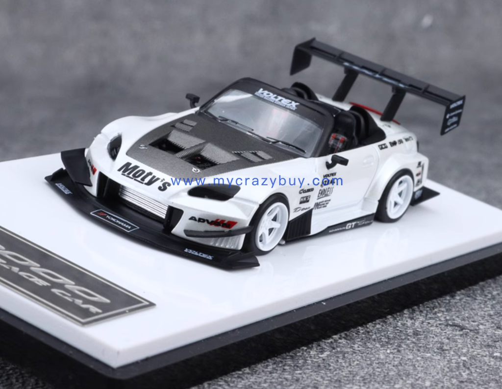 MT 1:64 White JDM S2000 Race Widebody Sports Model Diecast Metal Car New Collection