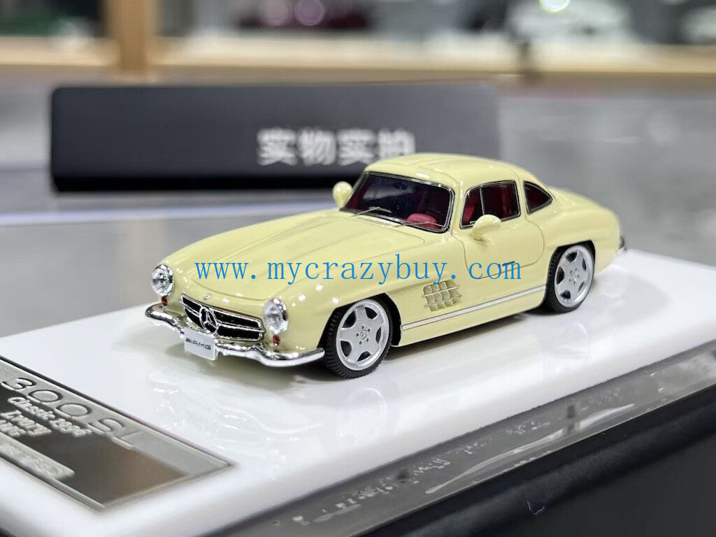 MY64 1:64 Ivory 1996 AMG 300SL Classic Sports Model Diecast Resin Car New Collection