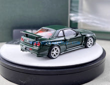 Load image into Gallery viewer, PGM 1:64 Green Skyline GTR R34 Z-Tune Round Sports Model Diecast Metal Car New Collection
