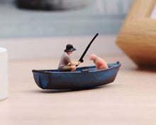 Load image into Gallery viewer, 1:64 Painted Figure Model Miniature Resin Diorama Sand Boat Fisher Pet Dog Boy
