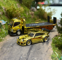 Load image into Gallery viewer, Poprace 1:64 HEC Gold Fuso Flatbed Truck RWB 930 Model Diecast Metal Car New Collection
