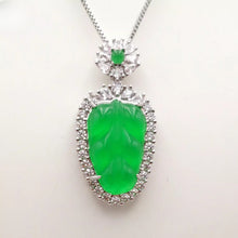 Load image into Gallery viewer, Nature Jade Leaf Bling Pendant Necklace Gift Jewelry charm Blessing Lucky New
