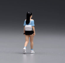 Load image into Gallery viewer, 1:64 Painted Figure Model Miniature Resin Walking Girl Blue Top Pretty Woman

