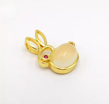 Load image into Gallery viewer, Nature Jade Cute Rabbie Pendant Necklace Gift Jewelry charm Blessing Lucky g

