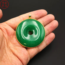 Load image into Gallery viewer, Nature Jade Green Round Pendant Necklace Gift Jewelry charm Blessing Luck new
