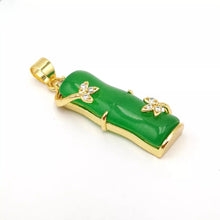 Load image into Gallery viewer, Nature Jade Bamboo Pendant Necklace Gift Jewelry charm Blessing Lucky Green G
