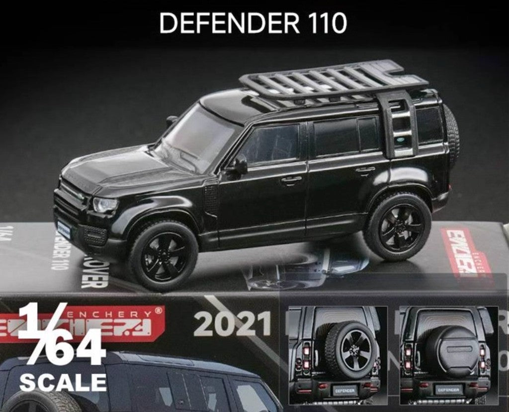 Enchery 1:64 Black 2021 Defender 110 SUV Sports Model Diecast Metal Car New Collection