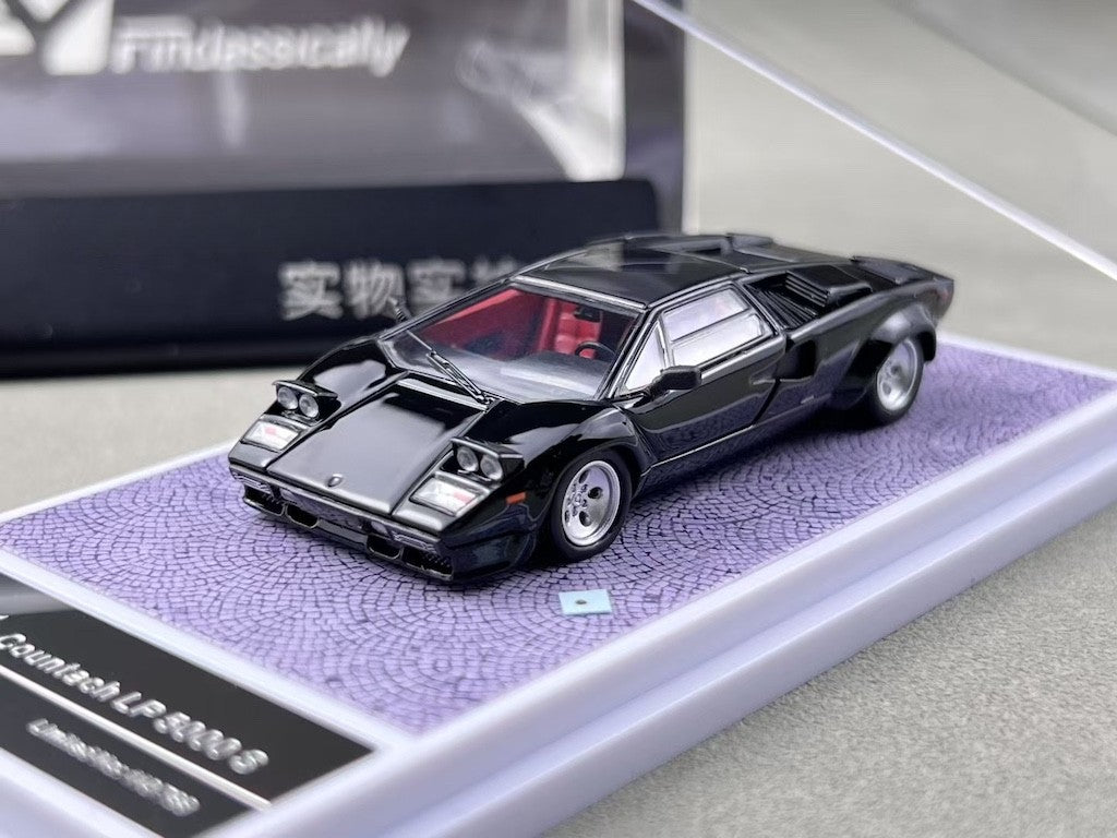 FY 1:64 Black Countach LP5000 S QV Racing Sports Model Diecast Metal Car New Collection