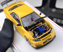 Load image into Gallery viewer, FH 1:64 Yellow Carbon Skyline GTR R34 Z-Tune Sport Model Diecast Metal Car New Collection
