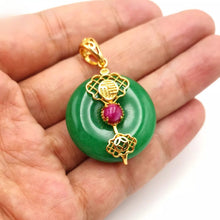 Load image into Gallery viewer, Nature Jade Fortune Round Pendant Necklace Gift Jewelry charm Blessing Lucky Fu
