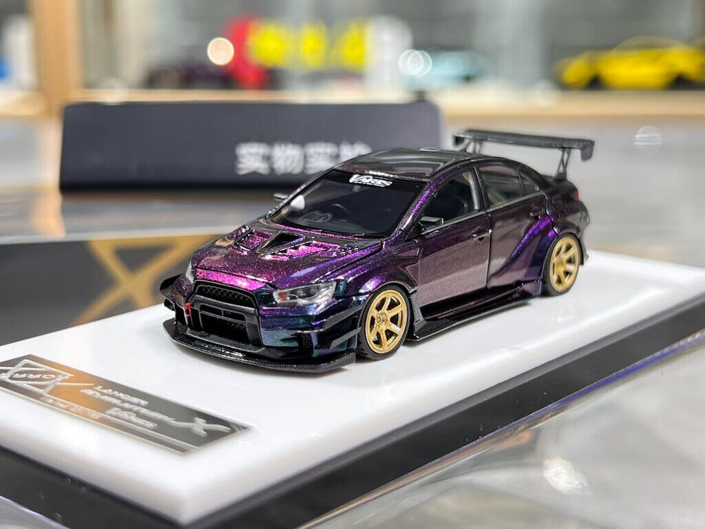 404Error 1:64 JDM Purple Lancer EVO X Varis Sports Model Diecast Resin Car New Collection