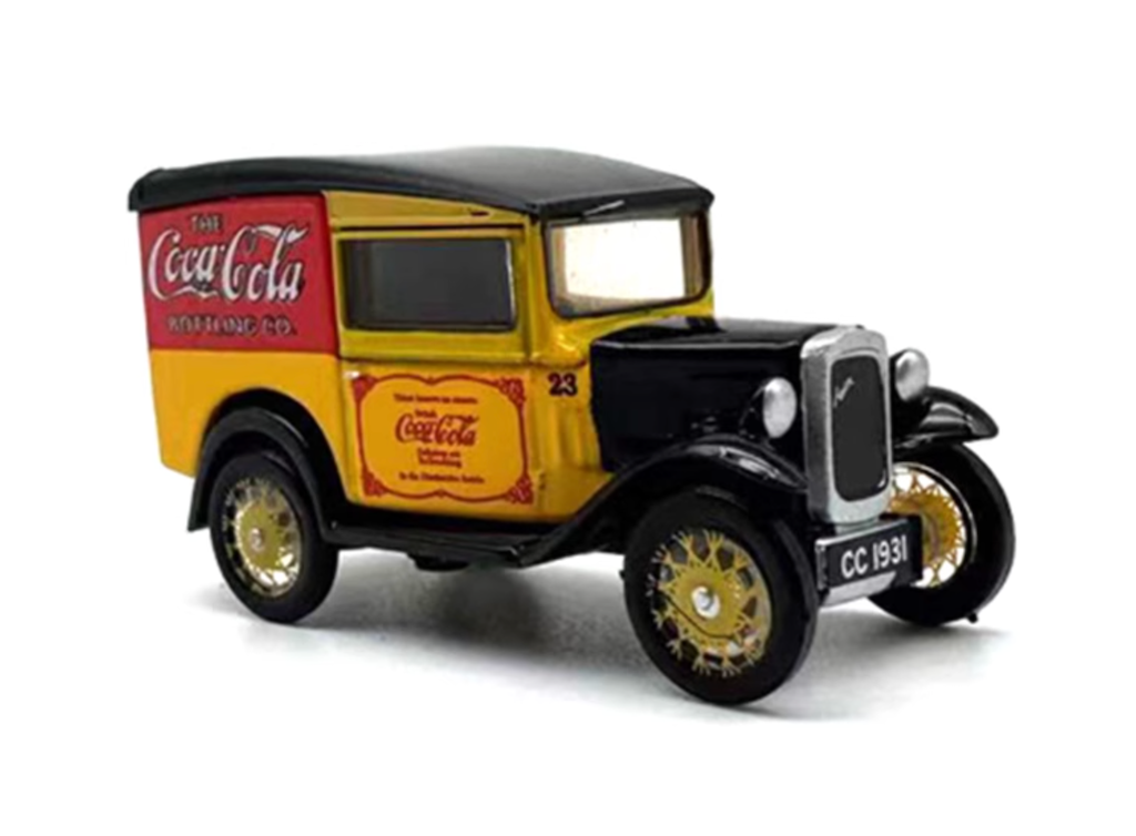 1:76 Yellow Austin 7 Coke Classic Vintage Model Diecast Metal Car New Collection