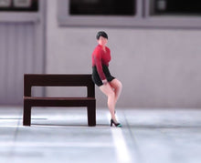 Load image into Gallery viewer, 1:64 Painted Figure Model Miniature Resin Diorama Office Lady Red Lean Woman
