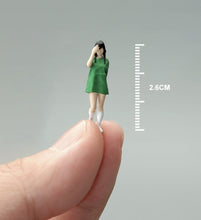 Load image into Gallery viewer, 1:64 Painted Figure Mini Model Miniature Resin Diorama Green Tee Girl Lady Cute
