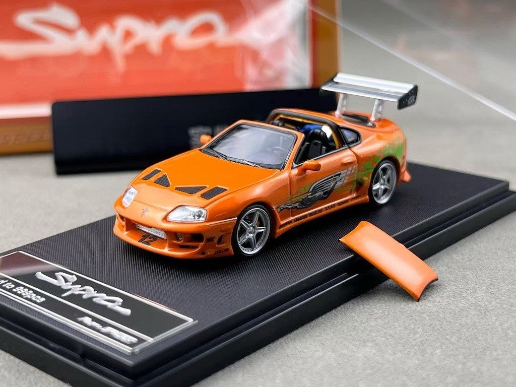 FS 1:64 Orange Supra A80 Convertible Sports Model Diecast Metal Car New Collection